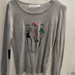 Gray Graphic Women Sweater
